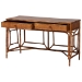 bali & pari Basile Marbled Tortoise Natural Rattan Desk - 2-Drawer Writing Desk with Open Geometric Frame and Woven Detailing for Home Office - BSOWS223-Rattan/Tortoise-Desk
