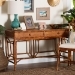 bali & pari Basile Marbled Tortoise Natural Rattan Desk - 2-Drawer Writing Desk with Open Geometric Frame and Woven Detailing for Home Office - BSOWS223-Rattan/Tortoise-Desk