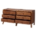 bali & pari Basile Marbled Tortoise Natural Rattan Dresser - 6-Drawer Horizontal Storage Cabinet with Geometric Overlay for Bedroom - BSOWS226-Rattan/Tortoise-6DW-Dresser