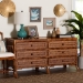 bali & pari Basile Marbled Tortoise Natural Rattan Dresser - 6-Drawer Horizontal Storage Cabinet with Geometric Overlay for Bedroom - BSOWS226-Rattan/Tortoise-6DW-Dresser