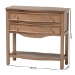bali & pari Kelila Console Table with Curved Front - 2-Drawer Entryway Table with Open Shelf and Sculpted Apron for Living Room or Hallway - BSOKelila-Antq Brown-Wooden-2DRW-Console Table