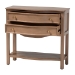 bali & pari Kelila Console Table with Curved Front - 2-Drawer Entryway Table with Open Shelf and Sculpted Apron for Living Room or Hallway - BSOKelila-Antq Brown-Wooden-2DRW-Console Table