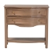 bali & pari Kelila Console Table with Curved Front - 2-Drawer Entryway Table with Open Shelf and Sculpted Apron for Living Room or Hallway - BSOKelila-Antq Brown-Wooden-2DRW-Console Table