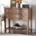 bali & pari Kelila Console Table with Curved Front - 2-Drawer Entryway Table with Open Shelf and Sculpted Apron for Living Room or Hallway - BSOKelila-Antq Brown-Wooden-2DRW-Console Table