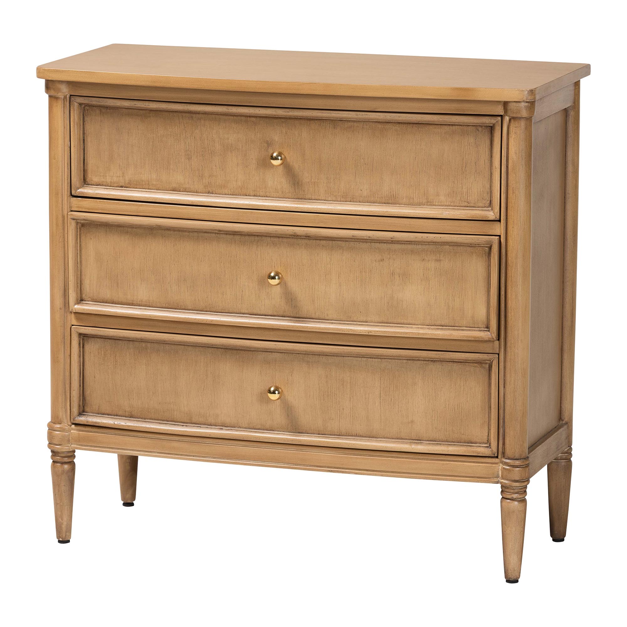 bali & pari Karmel Chest - 3-Drawer Storage Chest with Curved Front and Tapered Legs for Bedroom