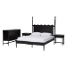 Baxton Studio Brantley Spindle 4-Piece Bedroom Set - Farmhouse Bed Frame with Matching Dresser and 1-Drawer Nightstands, Black, Queen