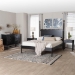 Baxton Studio Brantley Spindle 4-Piece Bedroom Set - Farmhouse Bed Frame with Matching Dresser and 1-Drawer Nightstands, Black, Queen - BSOLesedi-4PC Bedroom Set-Black-Queen-2NS