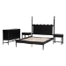 Baxton Studio Brantley Spindle 4-Piece Bedroom Set - Farmhouse Bed Frame with Matching Dresser and 1-Drawer Nightstands, Black, Queen - BSOLesedi-4PC Bedroom Set-Black-Queen-2NS