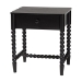 Baxton Studio Brantley Spindle 4-Piece Bedroom Set - Farmhouse Bed Frame with Matching Dresser and 1-Drawer Nightstands, Black, Queen - BSOLesedi-4PC Bedroom Set-Black-Queen-2NS