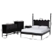 Baxton Studio Brantley Spindle 4-Piece Bedroom Set - Farmhouse Bed Frame with Matching Dresser, Chest, and 1-Drawer Nightstand, Black, Queen - BSOLesedi-4PC Bedroom Set-Black-Queen-1NS