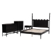 Baxton Studio Brantley Spindle 4-Piece Bedroom Set - Farmhouse Bed Frame with Matching Dresser, Chest, and 1-Drawer Nightstand, Black, Queen - BSOLesedi-4PC Bedroom Set-Black-Queen-1NS