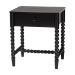 Baxton Studio Brantley Spindle 4-Piece Bedroom Set - Farmhouse Bed Frame with Matching Dresser, Chest, and 1-Drawer Nightstand, Black, Queen - BSOLesedi-4PC Bedroom Set-Black-Queen-1NS