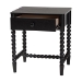 Baxton Studio Brantley Spindle Nightstand - 1-Drawer Bedside Table with Beaded Frame and Open Base for Bedroom, Black - BSOMG9025-Black-NS
