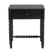 Baxton Studio Brantley Spindle Nightstand - 1-Drawer Bedside Table with Beaded Frame and Open Base for Bedroom, Black - BSOMG9025-Black-NS