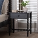 Baxton Studio Brantley Spindle Nightstand - 1-Drawer Bedside Table with Beaded Frame and Open Base for Bedroom, Black - BSOMG9025-Black-NS