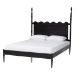 Baxton Studio Brantley Spindle Platform Bed - Farmhouse Bed Frame with Scalloped Headboard and Turned Posts, Black, Queen
