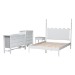 Baxton Studio Brantley Spindle 4-Piece Bedroom Set - Farmhouse Bed Frame with Matching Dresser, Chest, and 1-Drawer Nightstand, White, Queen - BSOLesedi-4PC Bedroom Set-White-Queen-1NS