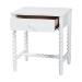 Baxton Studio Brantley Spindle Nightstand - 1-Drawer Bedside Table with Beaded Frame and Open Base for Bedroom, White - BSOMG9025-White-NS