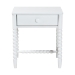 Baxton Studio Brantley Spindle Nightstand - 1-Drawer Bedside Table with Beaded Frame and Open Base for Bedroom, White - BSOMG9025-White-NS