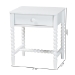 Baxton Studio Brantley Spindle Nightstand - 1-Drawer Bedside Table with Beaded Frame and Open Base for Bedroom, White - BSOMG9025-White-NS