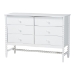 Baxton Studio Brantley Spindle Dresser - 6-Drawer Horizontal Storage Cabinet with Beaded Frame and Elevated Base for Bedroom, White