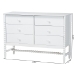 Baxton Studio Brantley Spindle Dresser - 6-Drawer Horizontal Storage Cabinet with Beaded Frame and Elevated Base for Bedroom, White - BSOMG9025-White-6DW-Dresser