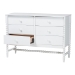 Baxton Studio Brantley Spindle Dresser - 6-Drawer Horizontal Storage Cabinet with Beaded Frame and Elevated Base for Bedroom, White - BSOMG9025-White-6DW-Dresser