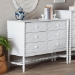Baxton Studio Brantley Spindle Dresser - 6-Drawer Horizontal Storage Cabinet with Beaded Frame and Elevated Base for Bedroom, White - BSOMG9025-White-6DW-Dresser