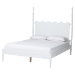 Baxton Studio Brantley Spindle Platform Bed - Farmhouse Bed Frame with Scalloped Headboard and Turned Posts, White, Queen