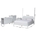 Baxton Studio Hoffman 4-Piece Scalloped Bedroom Set - Farmhouse Bed Frame with Matching Dresser, Chest, and 2-Drawer Nightstand, White, Queen - BSOEnitan-4PC Bedroom Set-White-Queen-1NS