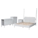 Baxton Studio Hoffman 4-Piece Scalloped Bedroom Set - Farmhouse Bed Frame with Matching Dresser, Chest, and 2-Drawer Nightstand, White, Queen - BSOEnitan-4PC Bedroom Set-White-Queen-1NS