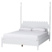 Baxton Studio Hoffman 4-Piece Scalloped Bedroom Set - Farmhouse Bed Frame with Matching Dresser, Chest, and 2-Drawer Nightstand, White, Queen - BSOEnitan-4PC Bedroom Set-White-Queen-1NS