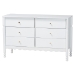 Baxton Studio Hoffman Dresser - 6-Drawer Horizontal Storage Cabinet with Scalloped Apron and Turned Legs for Bedroom, White