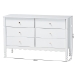 Baxton Studio Hoffman Dresser - 6-Drawer Horizontal Storage Cabinet with Scalloped Apron and Turned Legs for Bedroom, White - BSOMG9022-White-6DW-Dresser