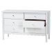 Baxton Studio Hoffman Dresser - 6-Drawer Horizontal Storage Cabinet with Scalloped Apron and Turned Legs for Bedroom, White - BSOMG9022-White-6DW-Dresser