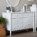 Baxton Studio Hoffman Dresser - 6-Drawer Horizontal Storage Cabinet with Scalloped Apron and Turned Legs for Bedroom, White - BSOMG9022-White-6DW-Dresser