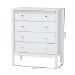 Baxton Studio Hoffman Chest - 4-Drawer Vertical Storage Cabinet with Scalloped Apron and Turned Legs for Bedroom, White - BSOMG9022-White-4DW-Chest