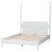Baxton Studio Hoffman Platform Bed - Farmhouse Bed Frame with Scalloped Design and Turned Posts, White, Queen - BSOMG0261-White-Queen