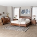 Baxton Studio Hoffman 4-Piece Scalloped Bedroom Set - Farmhouse Bed Frame with Matching Dresser and 2-Drawer Nightstands, Walnut Brown, Queen - BSOEnitan-4PC Bedroom Set-Walnut-Queen-2NS