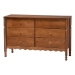 Baxton Studio Hoffman 4-Piece Scalloped Bedroom Set - Farmhouse Bed Frame with Matching Dresser and 2-Drawer Nightstands, Walnut Brown, Queen - BSOEnitan-4PC Bedroom Set-Walnut-Queen-2NS