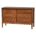 Baxton Studio Hoffman 4-Piece Scalloped Bedroom Set - Farmhouse Bed Frame with Matching Dresser, Chest, and 2-Drawer Nightstand, Walnut Brown, Queen - BSOEnitan-4PC Bedroom Set-Walnut-Queen-1NS