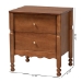 Baxton Studio Hoffman Nightstand - 2-Drawer Bedside Table with Scalloped Apron and Turned Legs for Bedroom, Walnut Brown - BSOMG9022-Walnut-2DW-NS