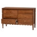 Baxton Studio Hoffman Dresser - 6-Drawer Horizontal Storage Cabinet with Scalloped Apron and Turned Legs for Bedroom, Walnut Brown - BSOMG9022-Walnut-6DW-Dresser