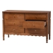 Baxton Studio Hoffman Dresser - 6-Drawer Horizontal Storage Cabinet with Scalloped Apron and Turned Legs for Bedroom, Walnut Brown - BSOMG9022-Walnut-6DW-Dresser