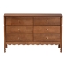 Baxton Studio Hoffman Dresser - 6-Drawer Horizontal Storage Cabinet with Scalloped Apron and Turned Legs for Bedroom, Walnut Brown - BSOMG9022-Walnut-6DW-Dresser
