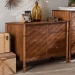 Baxton Studio Hoffman Dresser - 6-Drawer Horizontal Storage Cabinet with Scalloped Apron and Turned Legs for Bedroom, Walnut Brown - BSOMG9022-Walnut-6DW-Dresser