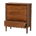 Baxton Studio Hoffman Chest - 4-Drawer Vertical Storage Cabinet with Scalloped Apron and Turned Legs for Bedroom, Walnut Brown - BSOMG9022-Walnut-4DW-Chest