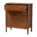 Baxton Studio Hoffman Chest - 4-Drawer Vertical Storage Cabinet with Scalloped Apron and Turned Legs for Bedroom, Walnut Brown - BSOMG9022-Walnut-4DW-Chest
