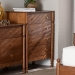 Baxton Studio Hoffman Chest - 4-Drawer Vertical Storage Cabinet with Scalloped Apron and Turned Legs for Bedroom, Walnut Brown - BSOMG9022-Walnut-4DW-Chest
