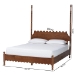 Baxton Studio Hoffman Platform Bed - Farmhouse Bed Frame with Scalloped Design and Turned Posts, Walnut Brown, Queen - BSOMG0261-Walnut-Queen